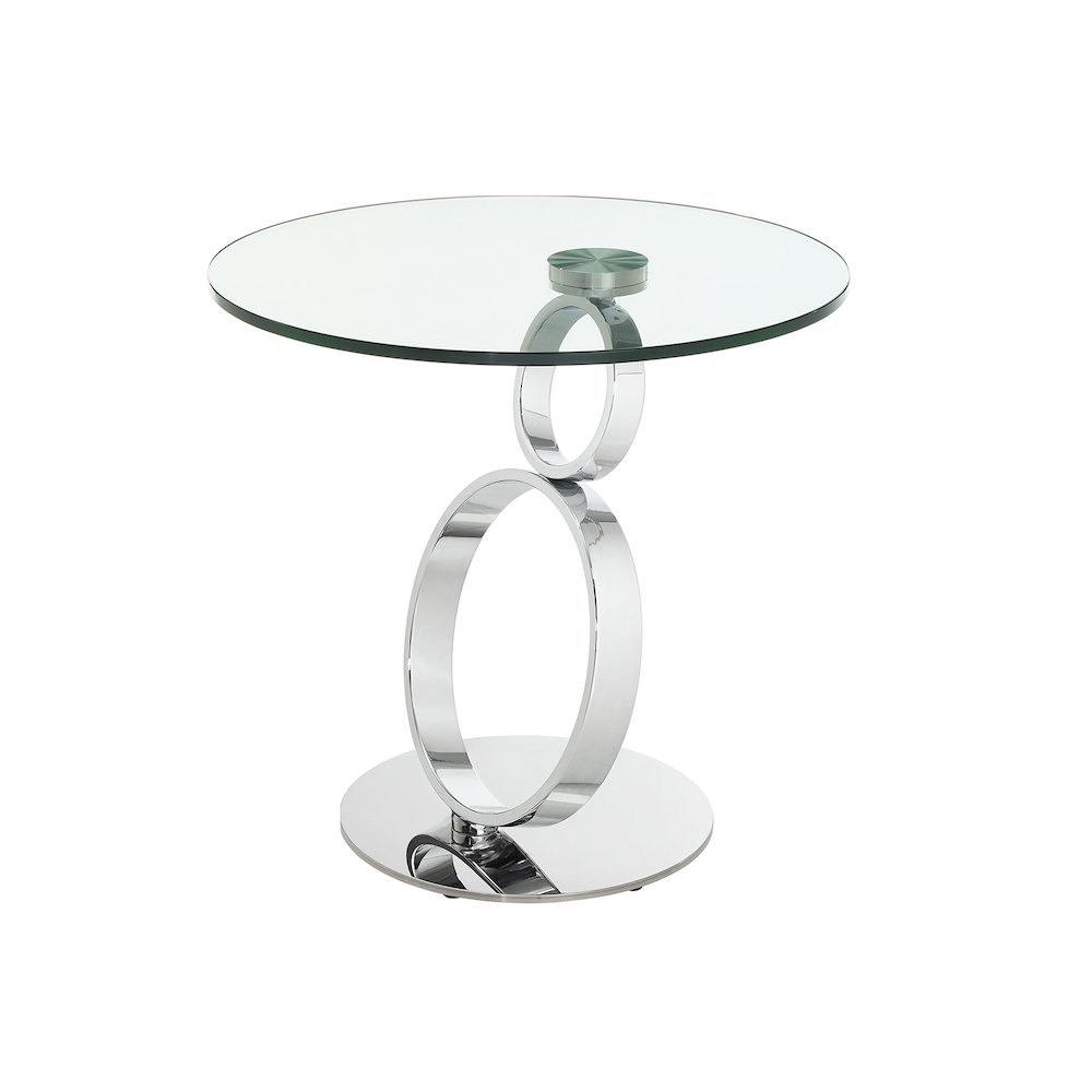 Satellite Round End Table In Clear Glass. Picture 3