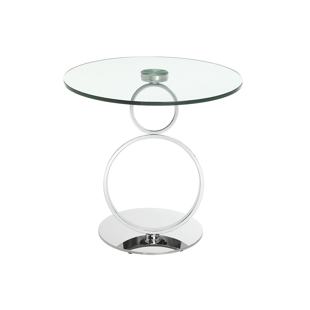 Satellite Round End Table In Clear Glass. Picture 1