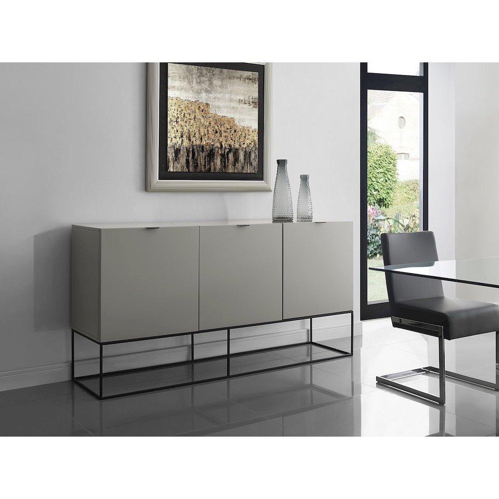 Vizzione Buffet In Taupe High Gloss With Storage. Picture 3