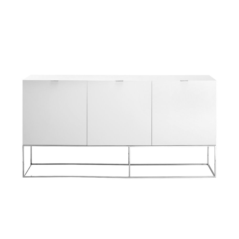 Vizzione Buffet In White High Gloss With Storage. Picture 1