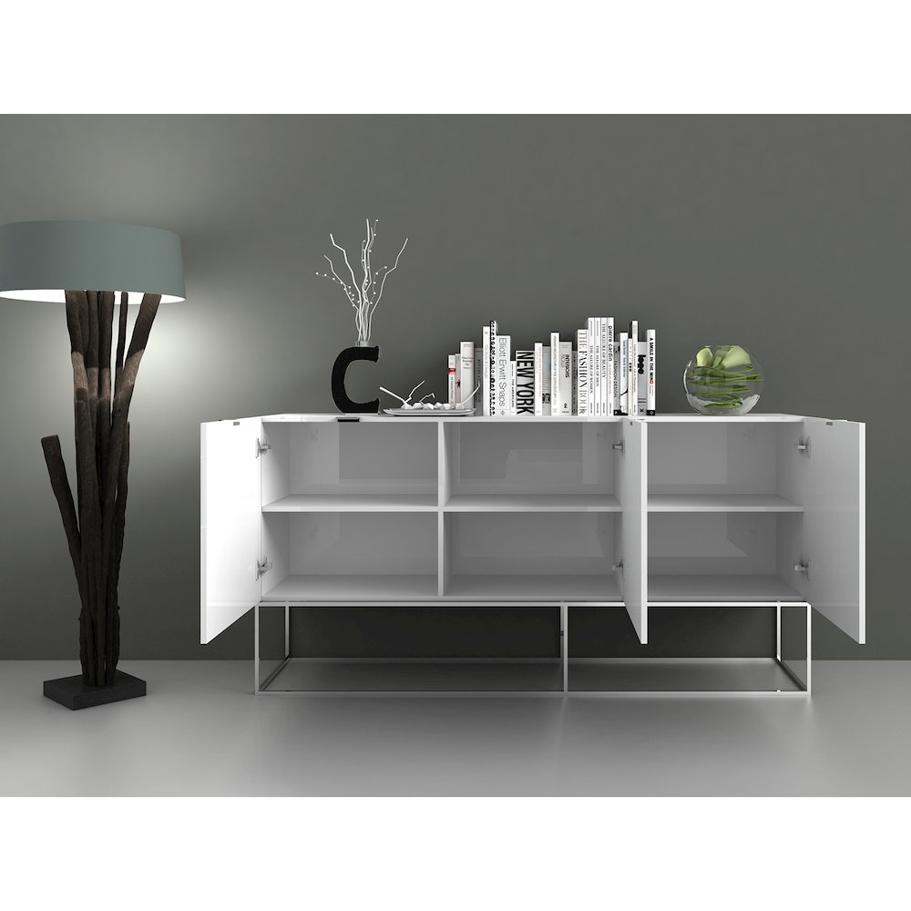 Vizzione Buffet In White High Gloss With Storage. Picture 3