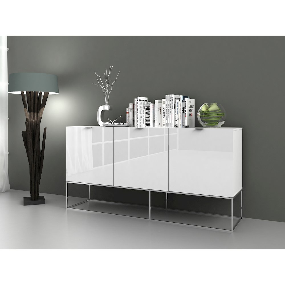 Vizzione Buffet In White High Gloss With Storage. Picture 4