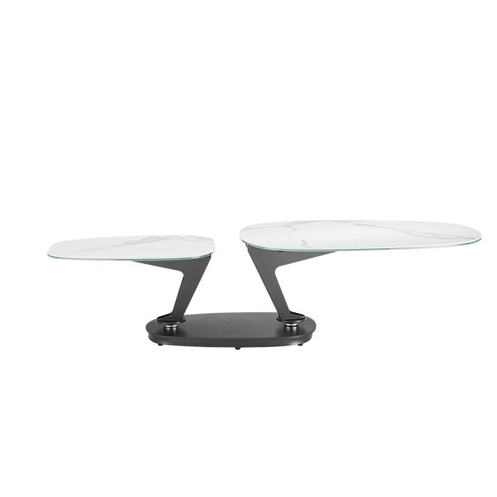 Leaf Swivel Coffee Table In White Marbled Porcelain. Picture 2