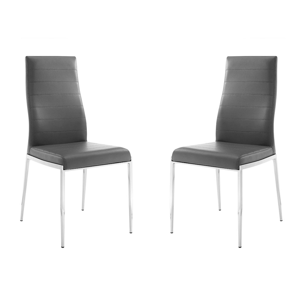Firenze Set Of 2 Dining Chair In Gray Pu Leather. Picture 1