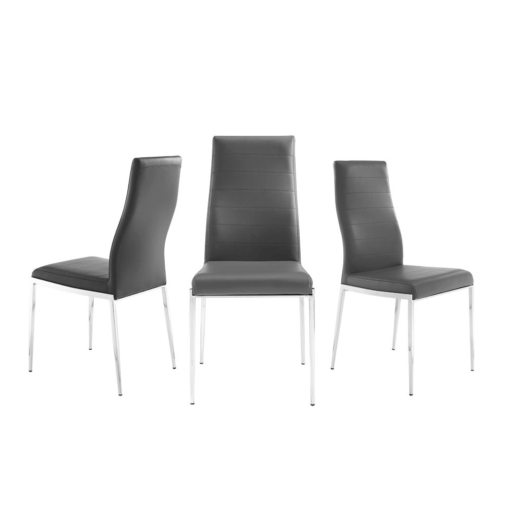 Firenze Set Of 2 Dining Chair In Gray Pu Leather. Picture 2