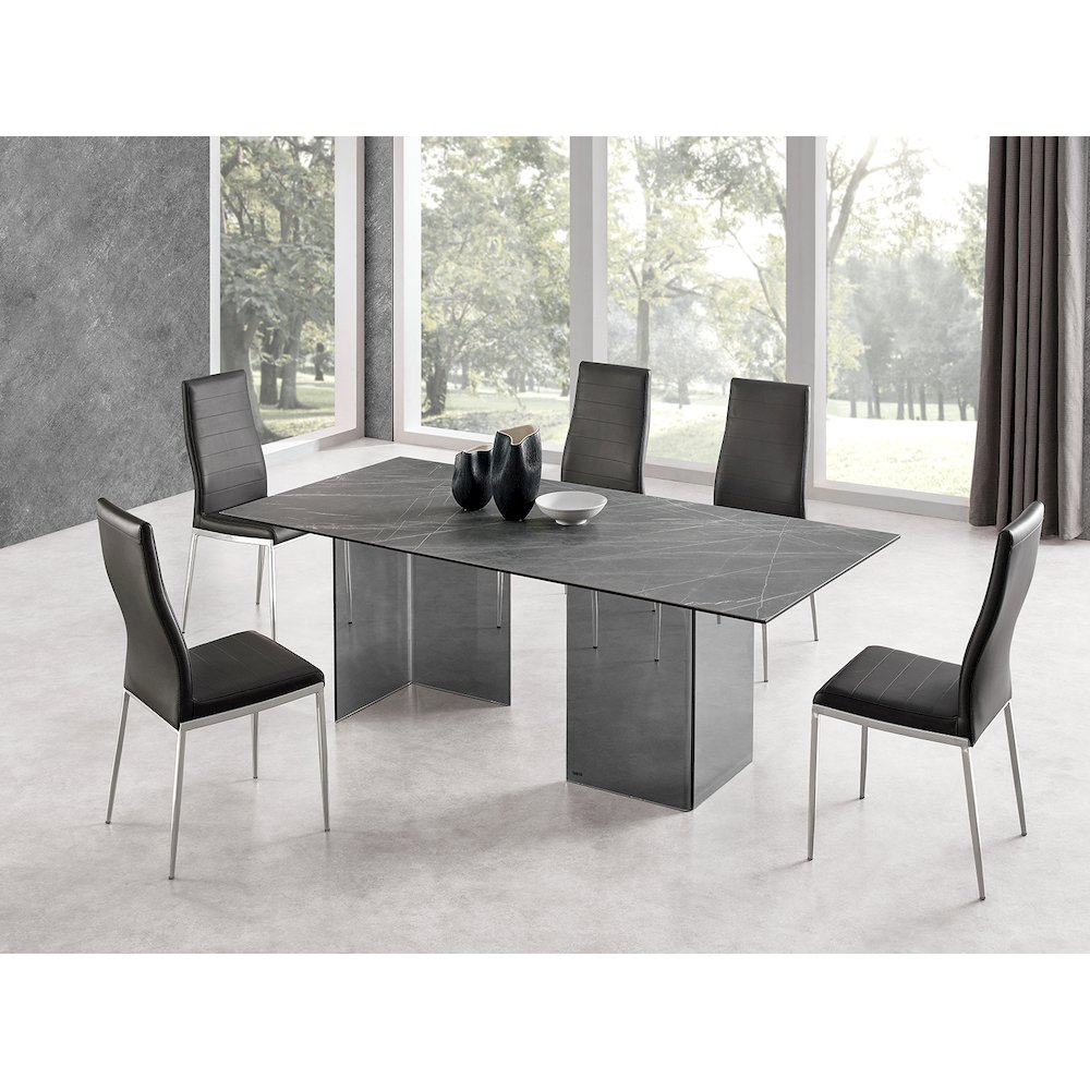 Firenze Set Of 2 Dining Chair In Gray Pu Leather. Picture 5