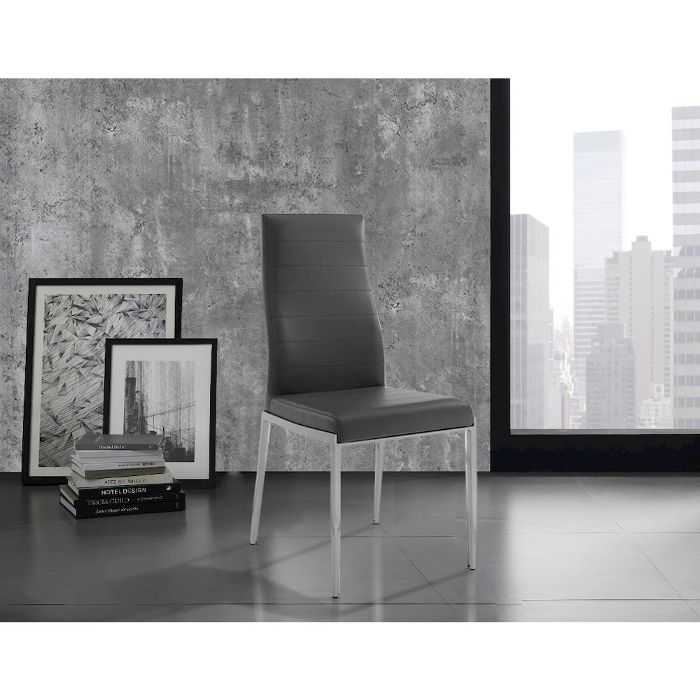 Firenze Set Of 2 Dining Chair In Gray Pu Leather. Picture 3