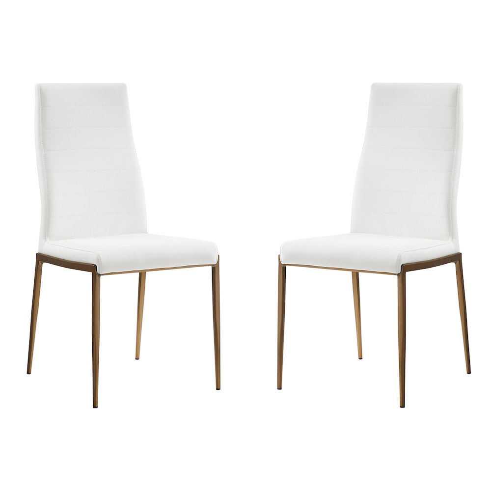 Firenze Set Of 2 Dining Chair In White Pu-Leather. Picture 1