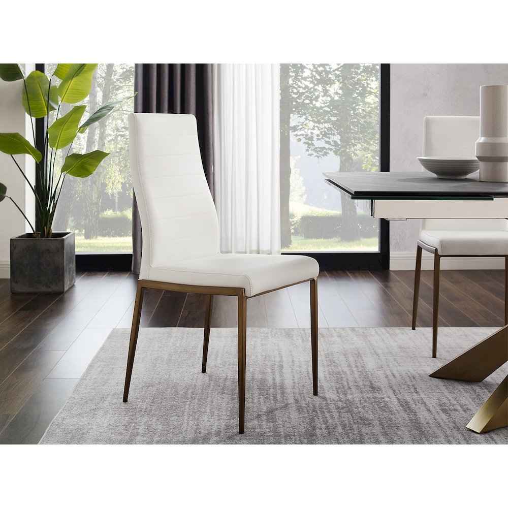 Firenze Set Of 2 Dining Chair In White Pu-Leather. Picture 3