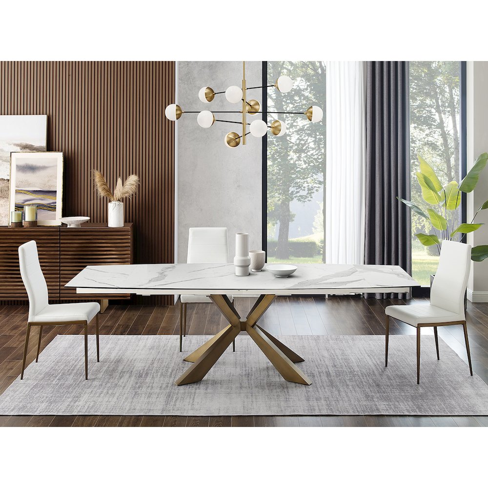 Firenze Set Of 2 Dining Chair In White Pu-Leather. Picture 4