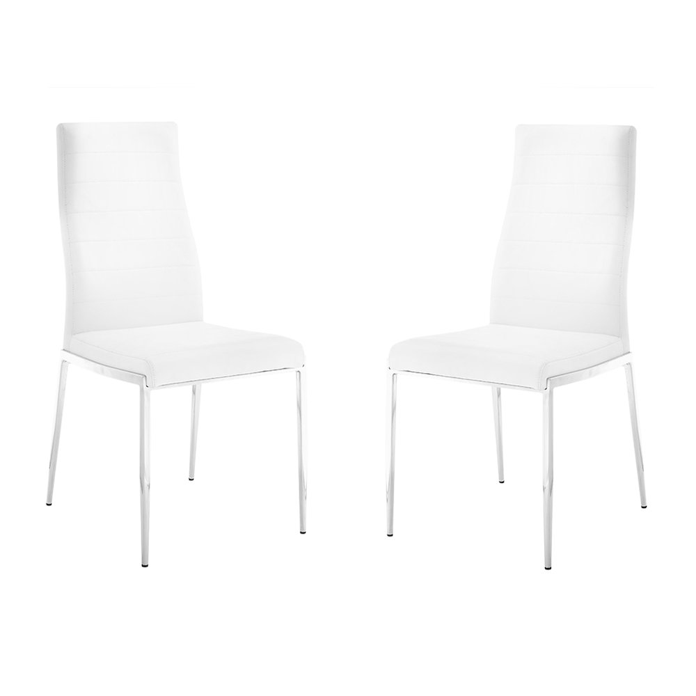 Firenze Set Of 2 Dining Chair In White Pu Leather. Picture 1