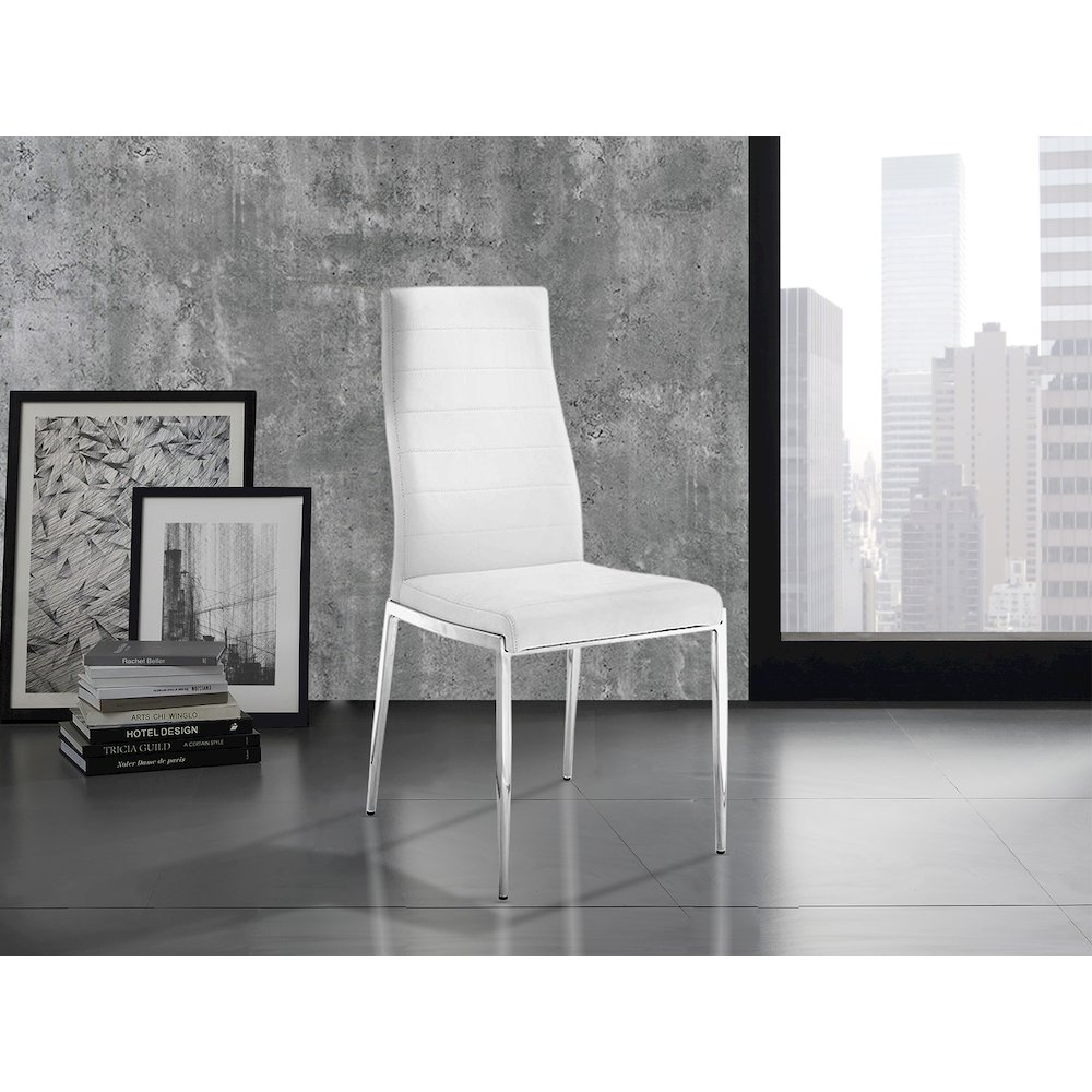 Firenze Set Of 2 Dining Chair In White Pu Leather. Picture 3