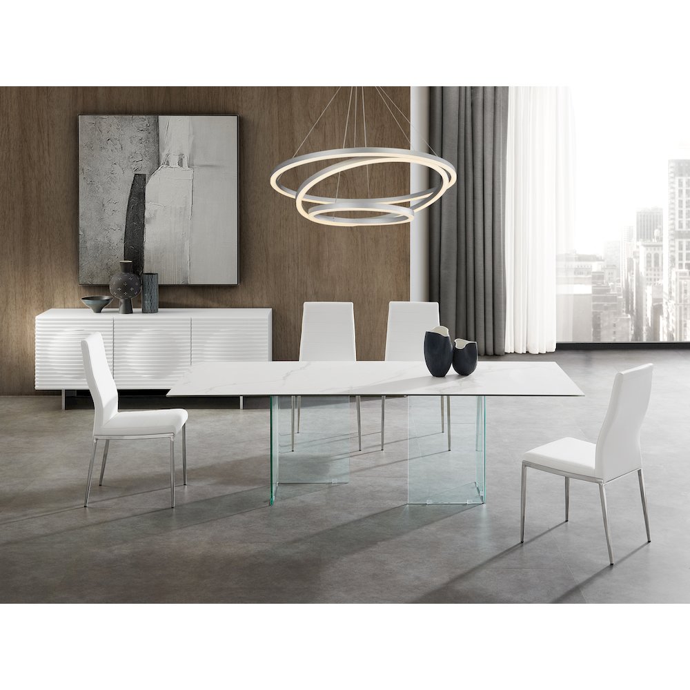 Firenze Set Of 2 Dining Chair In White Pu Leather. Picture 4