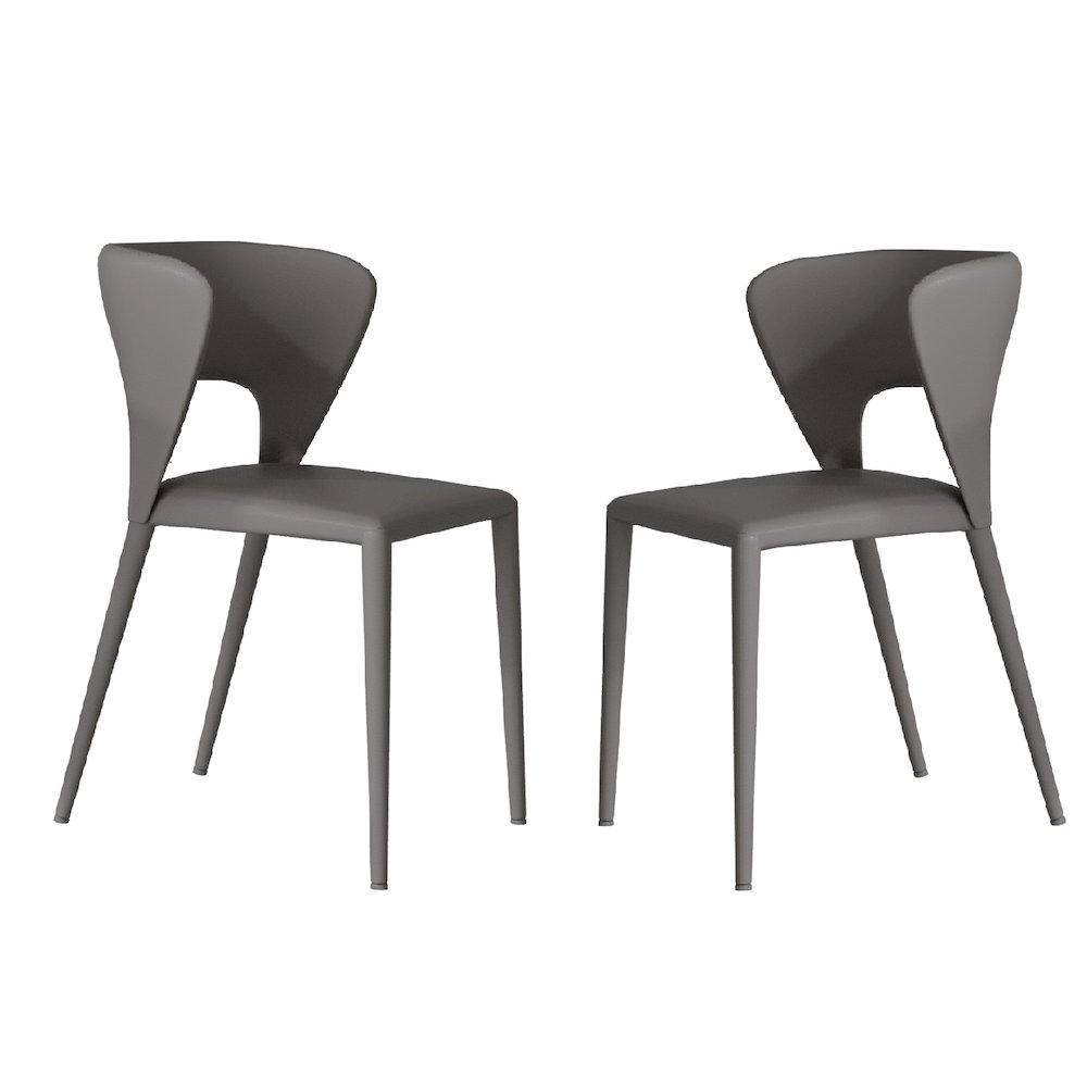 Layla Set Of 2 Dining Chair In Gray Pu-Leather. Picture 1