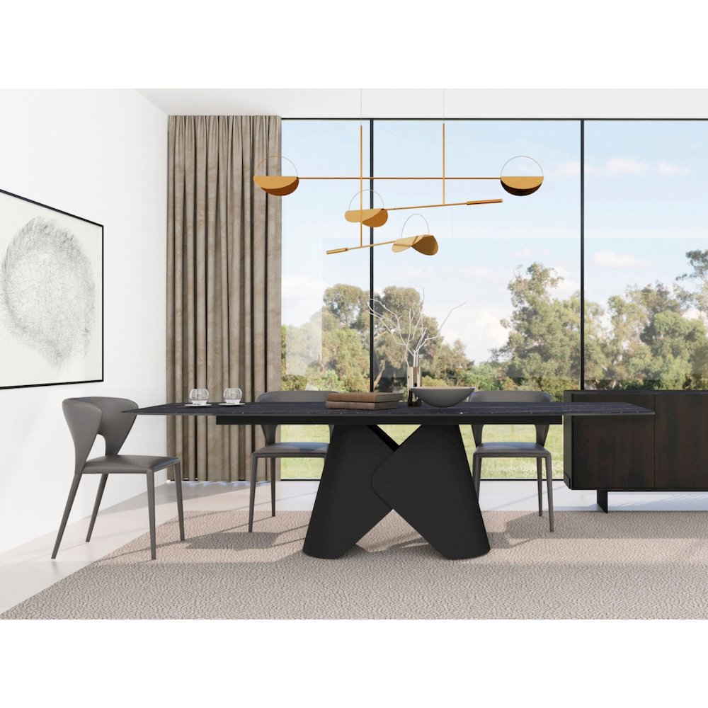 Layla Set Of 2 Dining Chair In Gray Pu-Leather. Picture 2