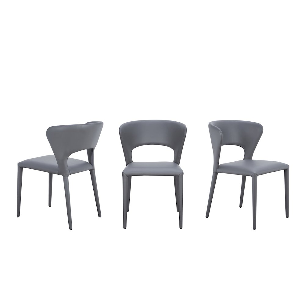 Layla Set Of 2 Dining Chair In Gray Pu-Leather. Picture 5