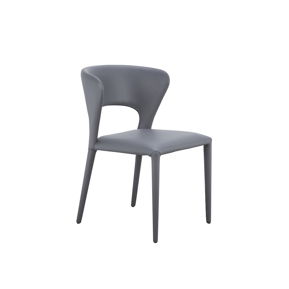 Layla Set Of 2 Dining Chair In Gray Pu-Leather. Picture 4