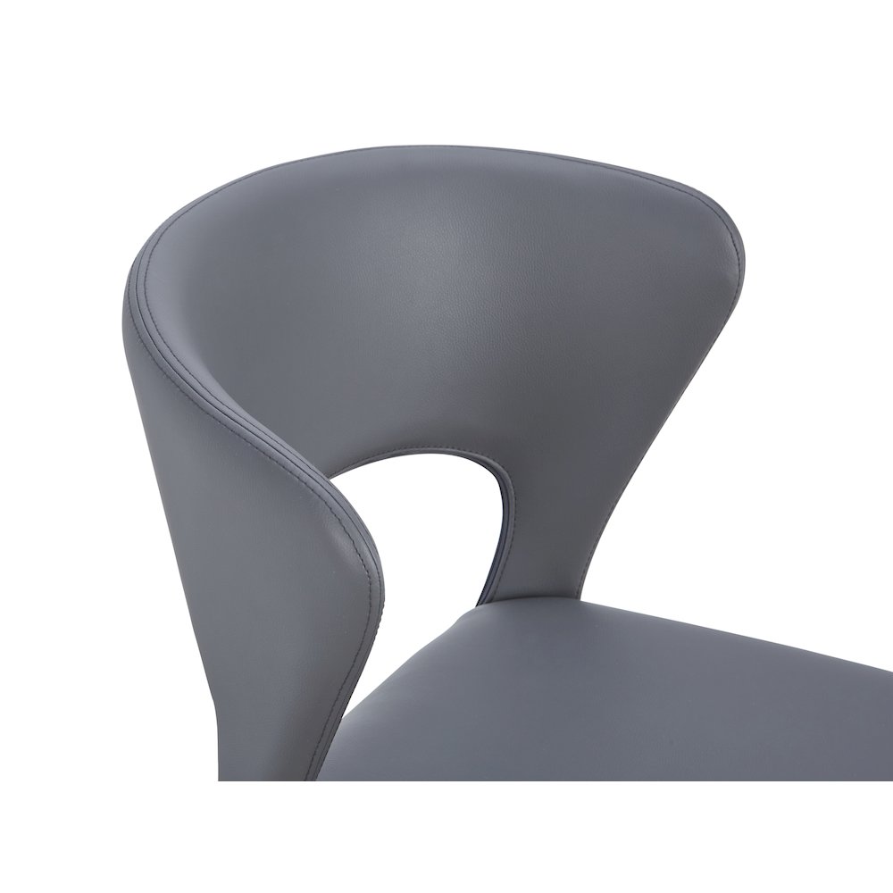 Layla Set Of 2 Dining Chair In Gray Pu-Leather. Picture 8