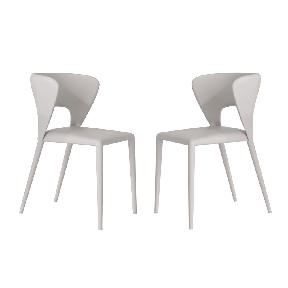 Layla Set Of 2 Dining Chair In Taupe Pu-Leather. Picture 1