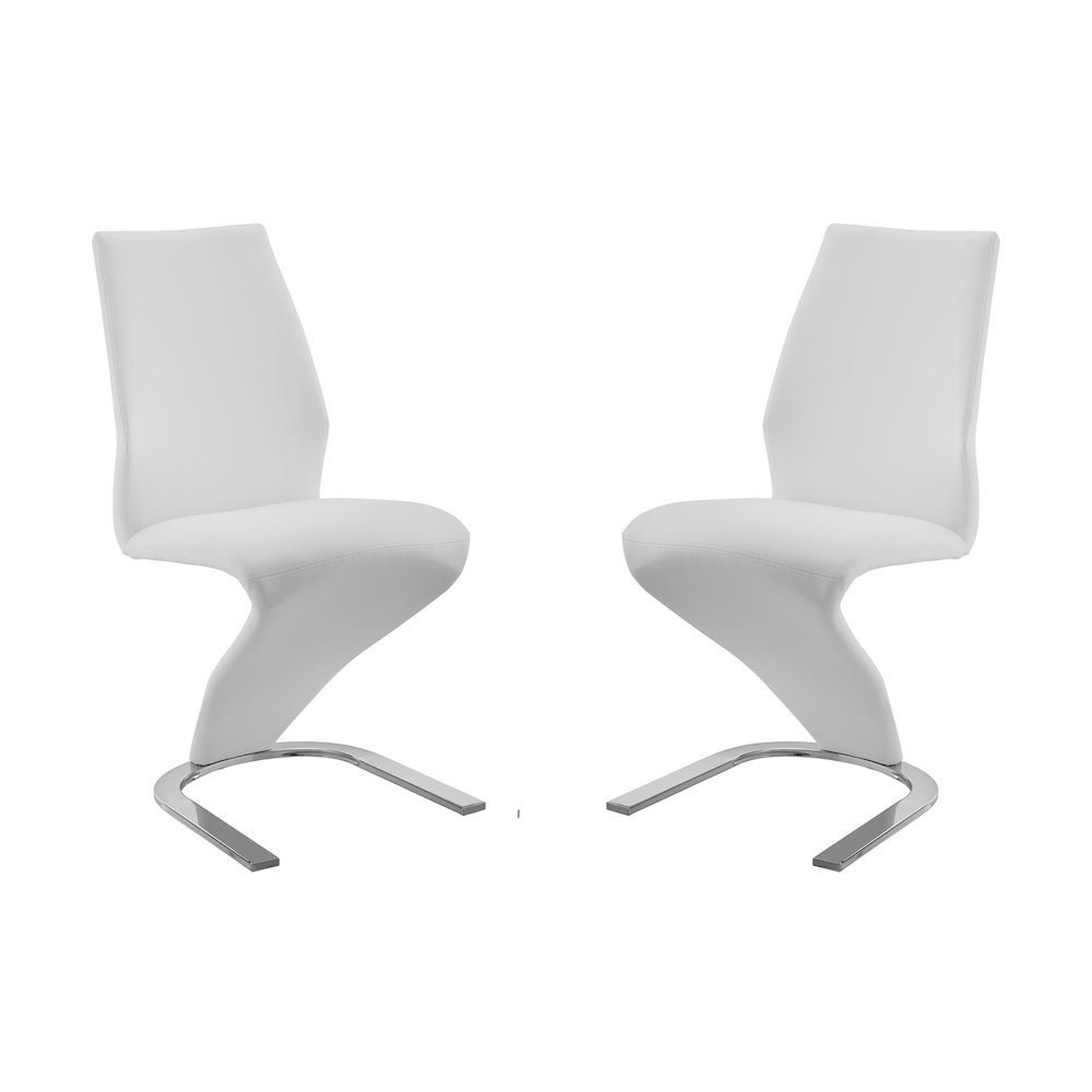 Boulevard Set Of 2 Dining Chair In White Pu Leather. Picture 1