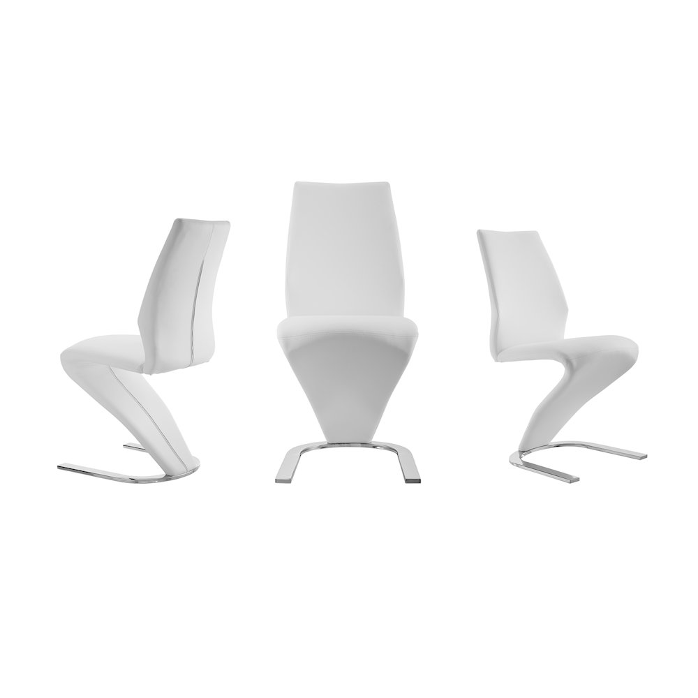 Boulevard Set Of 2 Dining Chair In White Pu Leather. Picture 3