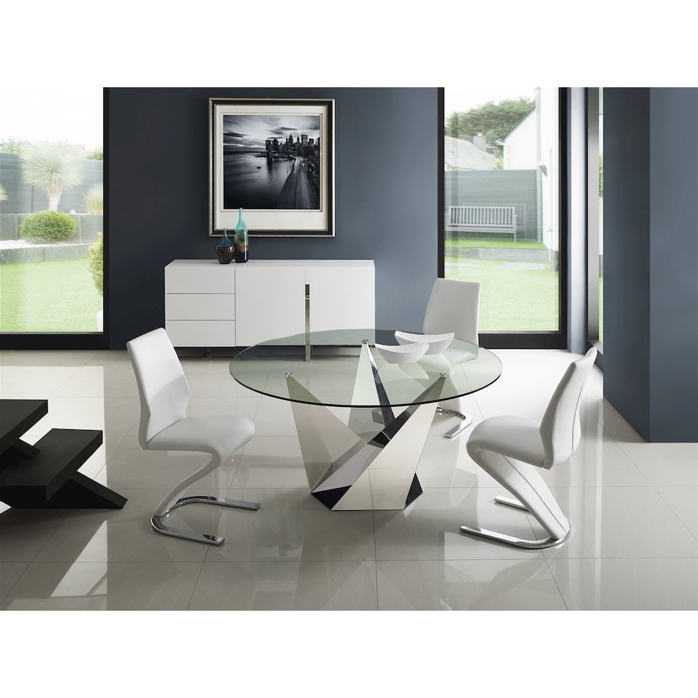 Boulevard Set Of 2 Dining Chair In White Pu Leather. Picture 6