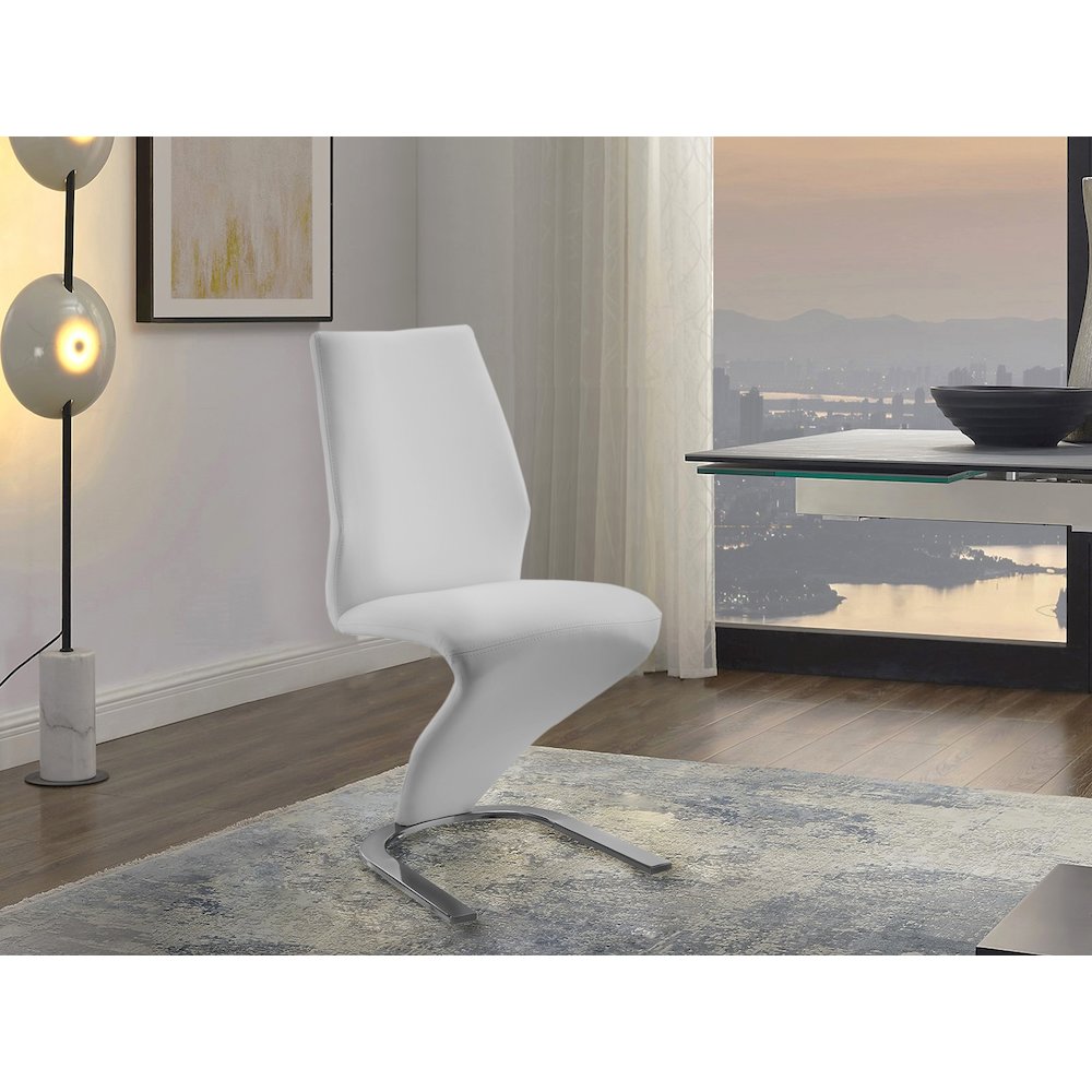 Boulevard Set Of 2 Dining Chair In White Pu Leather. Picture 4