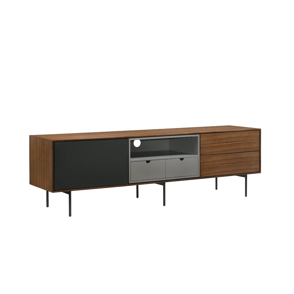 Calico Entertainment Center In Walnut Veneer With Storage. Picture 1