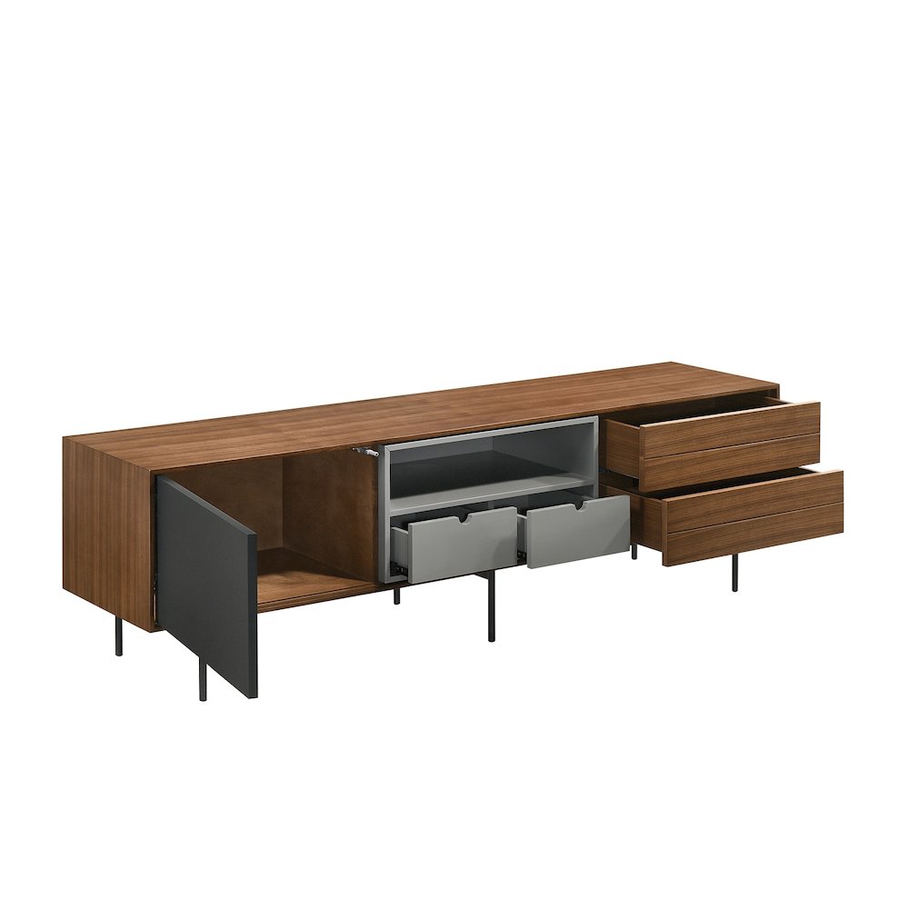Calico Entertainment Center In Walnut Veneer With Storage. Picture 2