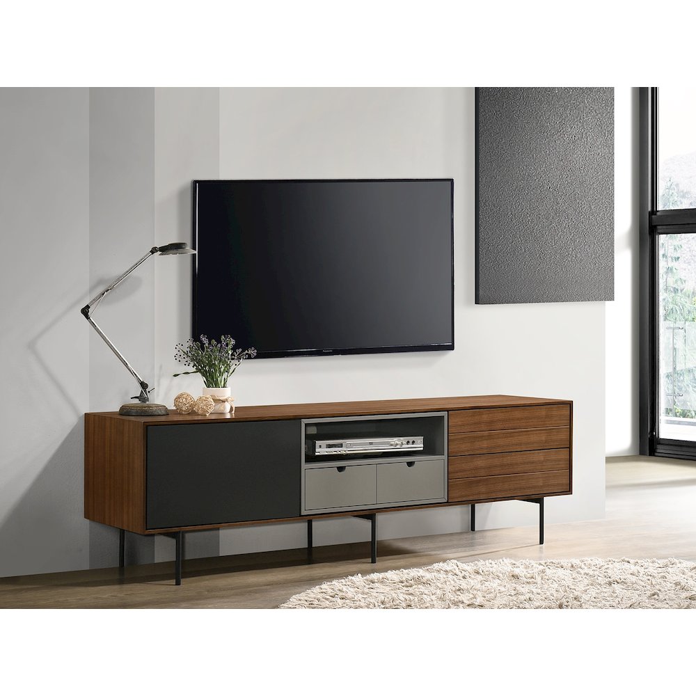Calico Entertainment Center In Walnut Veneer With Storage. Picture 3