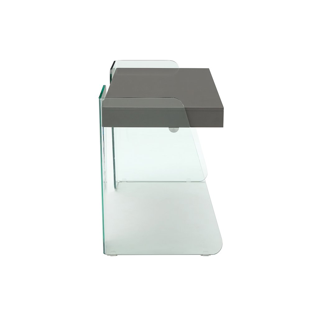 Archie Office Desk In Gray High Gloss With Storage. Picture 6