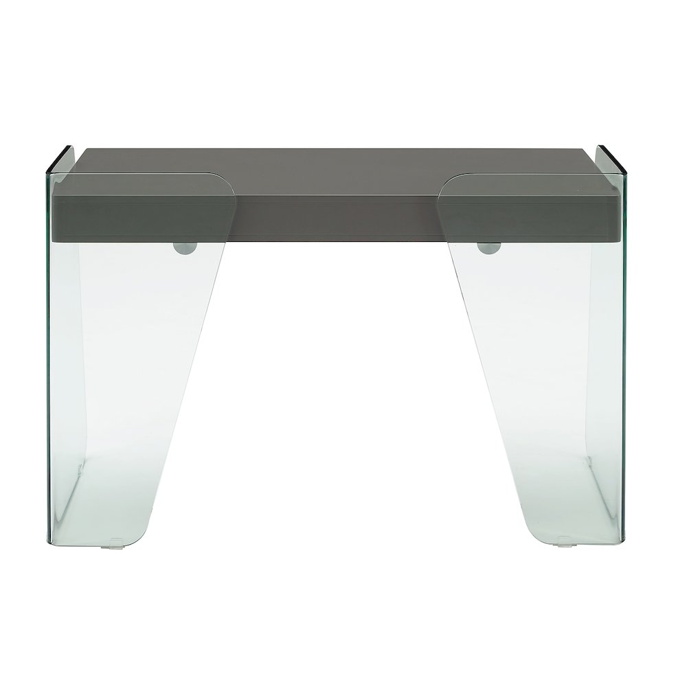 Archie Office Desk In Gray High Gloss With Storage. Picture 7