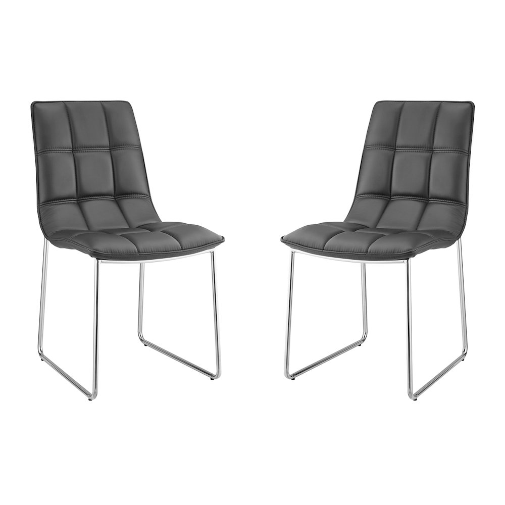 Leandro Set Of 2 Dining Chair In Black Pu Leather. Picture 1