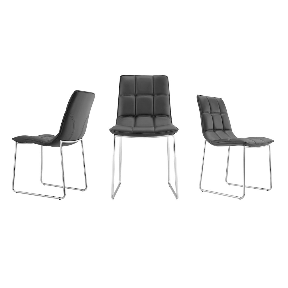 Leandro Set Of 2 Dining Chair In Black Pu Leather. Picture 5