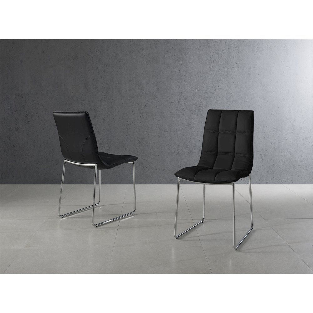 Leandro Set Of 2 Dining Chair In Black Pu Leather. Picture 4