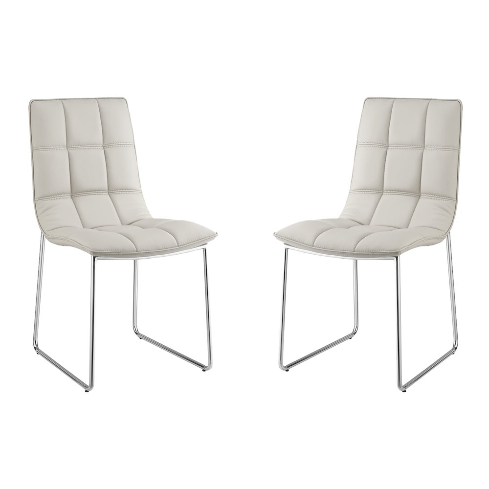 Leandro Set Of 2 Dining Chair In Taupe Pu Leather. Picture 1