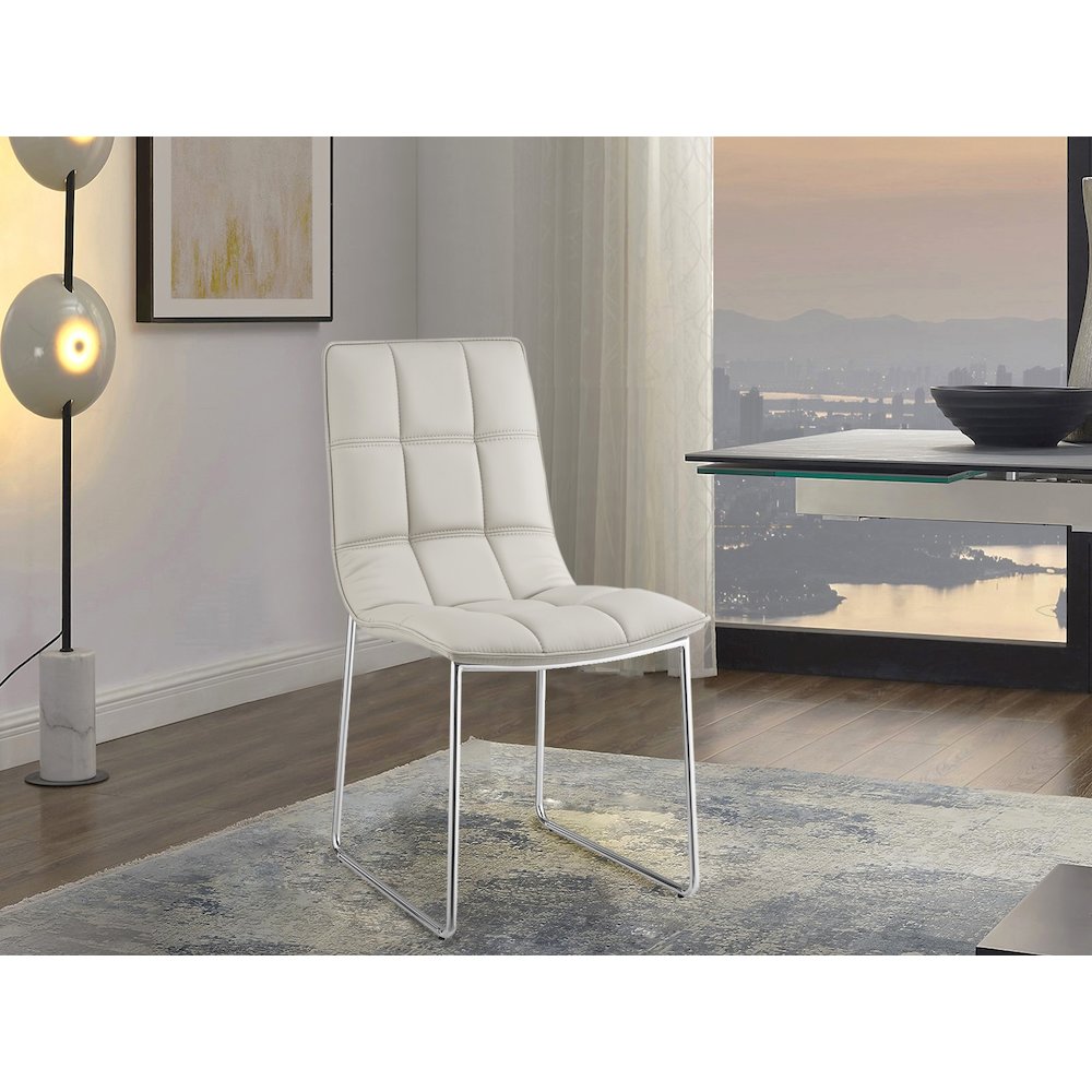 Leandro Set Of 2 Dining Chair In Taupe Pu Leather. Picture 5