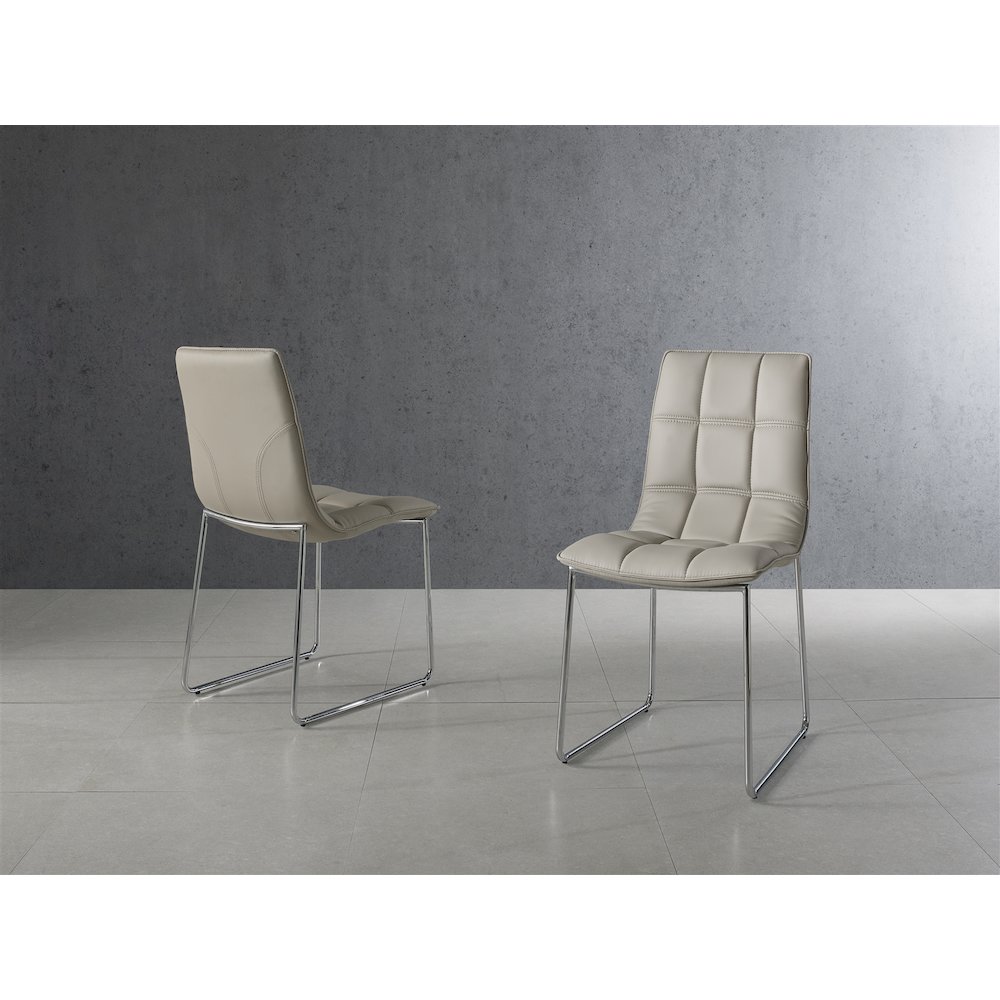 Leandro Set Of 2 Dining Chair In Taupe Pu Leather. Picture 6