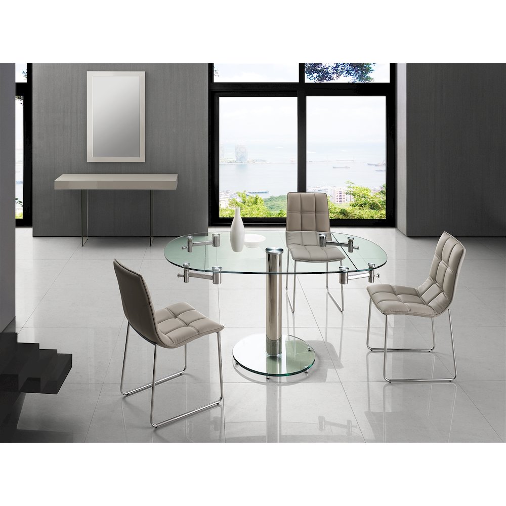 Leandro Set Of 2 Dining Chair In Taupe Pu Leather. Picture 4