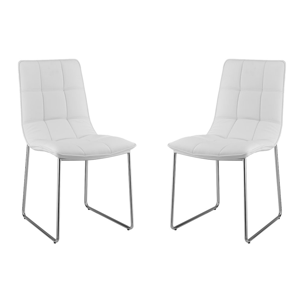 Leandro Set Of 2 Dining Chair In White Pu Leather. Picture 1