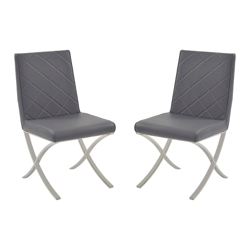 Loft Set Of 2 Dining Chair In Gray Pu Leather. Picture 1