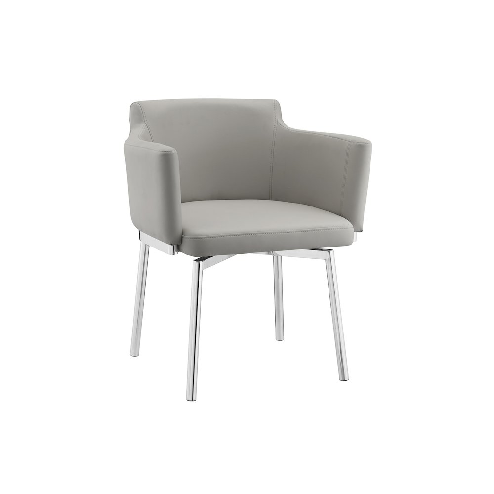 Suzzie 180 Swivel Arm Dining Chair In Gray Pu Leather. Picture 3
