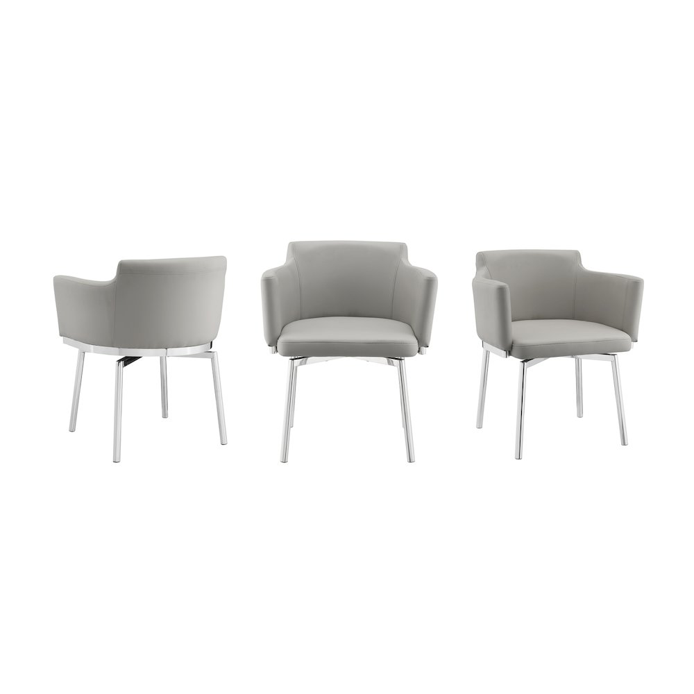 Suzzie 180 Swivel Arm Dining Chair In Gray Pu Leather. Picture 1