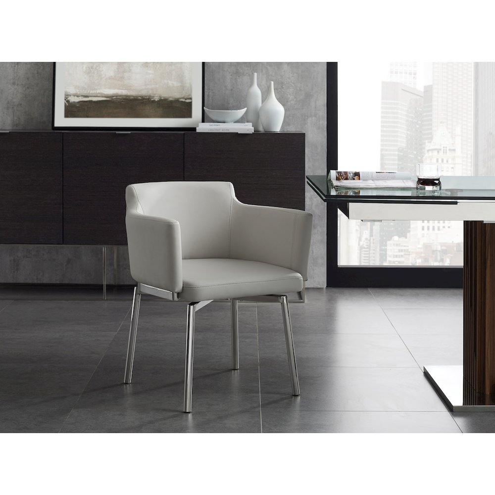 Suzzie 180 Swivel Arm Dining Chair In Gray Pu Leather. Picture 2