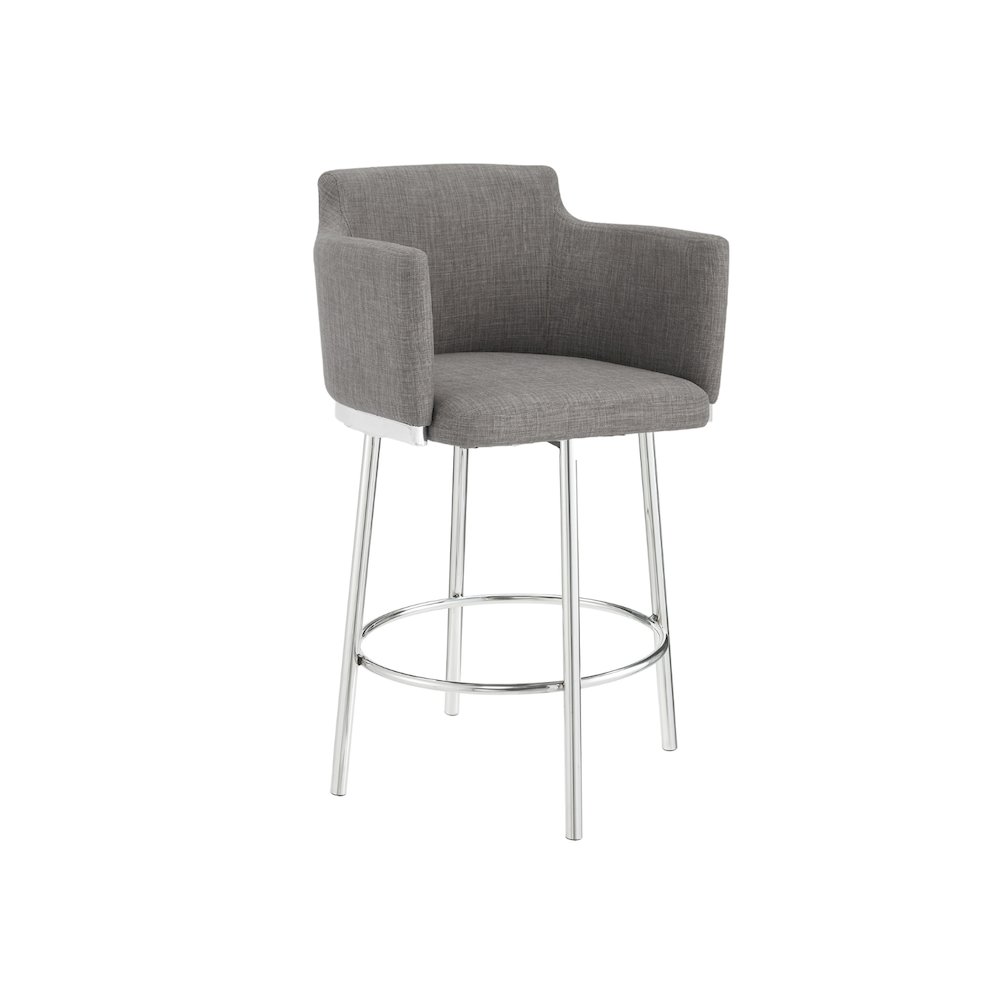 Suzzie Counter 180 Swivel Arm Bar Stool In Gray Linen Fabric. Picture 3