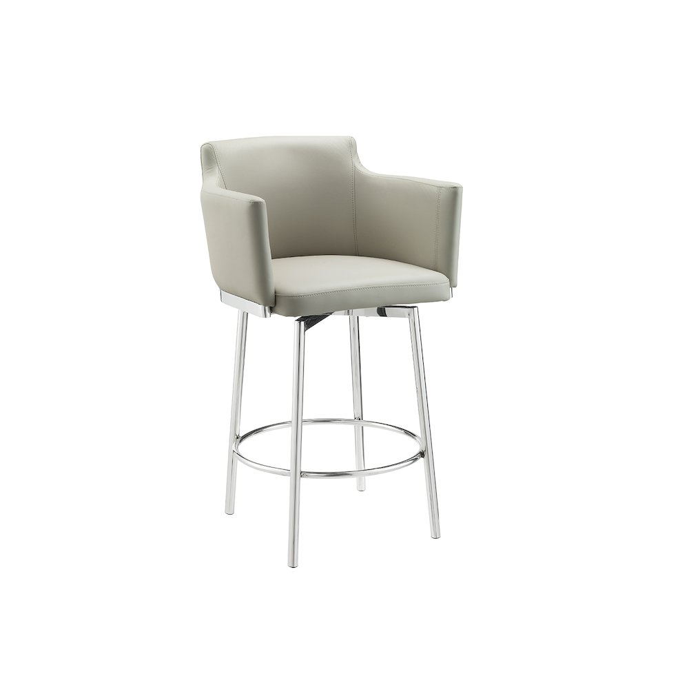 Suzzie Counter 180 Swivel Arm Bar Stool In Taupe Pu-Leather. Picture 1