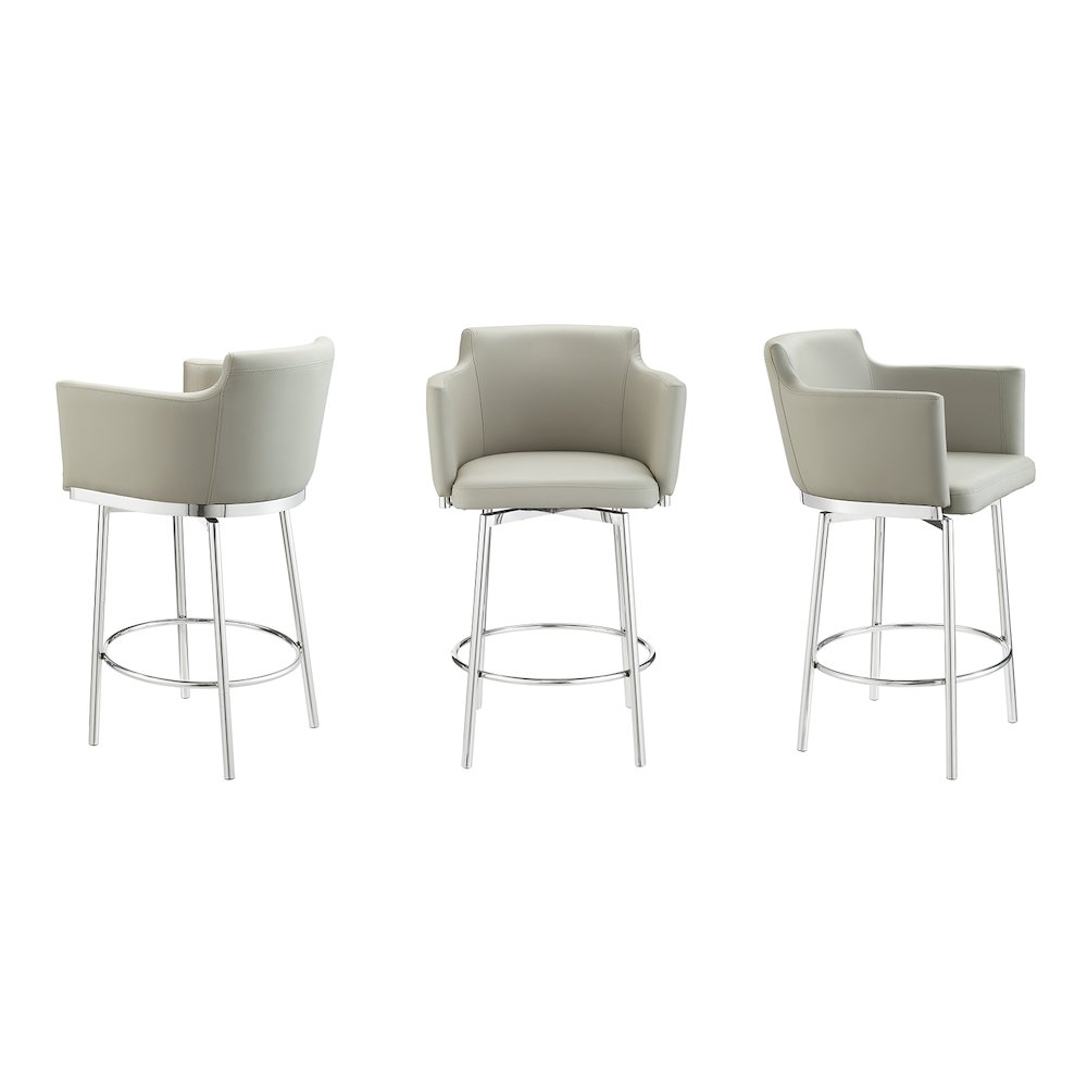 Suzzie Counter 180 Swivel Arm Bar Stool In Taupe Pu-Leather. Picture 2