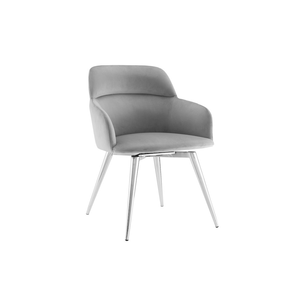 Pirouette 180 Swivel Dining Chair In Gray Velvet. Picture 3