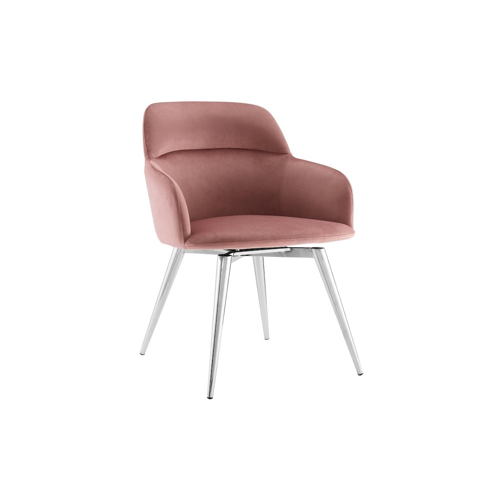 Pirouette 180 Swivel Dining Chair In Dusty Pink Velvet. Picture 3