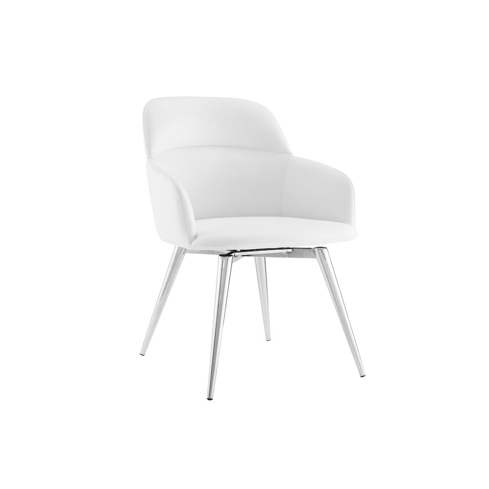 Pirouette 180 Swivel Dining Chair In White Pu Leather. Picture 3
